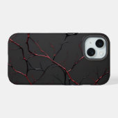 Zwarte en rode aderen iPhone 15 case (Achterkant horizontaal)