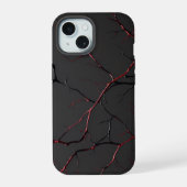 Zwarte en rode aderen iPhone 15 case (Achterkant)