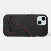 Zwarte en rode aderen iPhone 15 case (Achterkant horizontaal)
