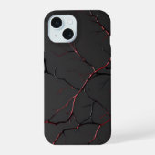 Zwarte en rode aderen iPhone 15 case (Achterkant)