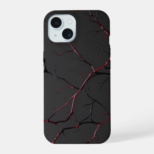 Zwarte en rode aderen iPhone 15 case (Achterkant)