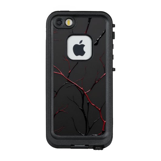 Zwarte en rode aderen LifeProof iPhone hoesje (Achterkant)