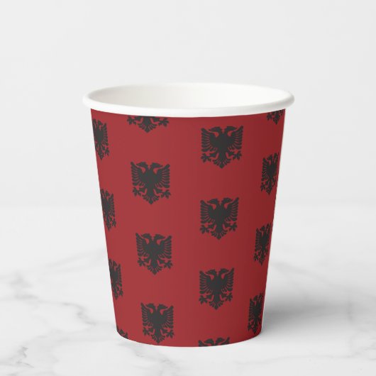 Zwarte en rode Albanese Eagle Paper Cup Papieren Bekers (Achterkant)