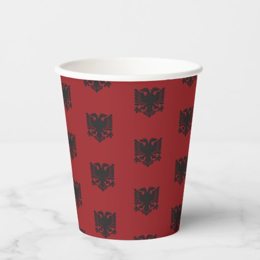 Zwarte en rode Albanese Eagle Paper Cup Papieren Bekers (Voorkant)