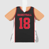 Zwarte en rode Basketball Ornament (voorkant)
