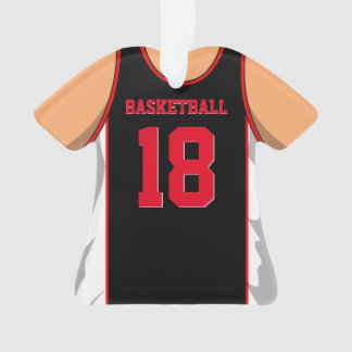 Zwarte en rode Basketball Ornament