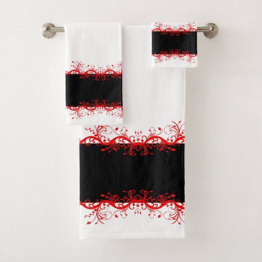 Zwarte en rode bloeiende grens bad handdoek (Insitu)