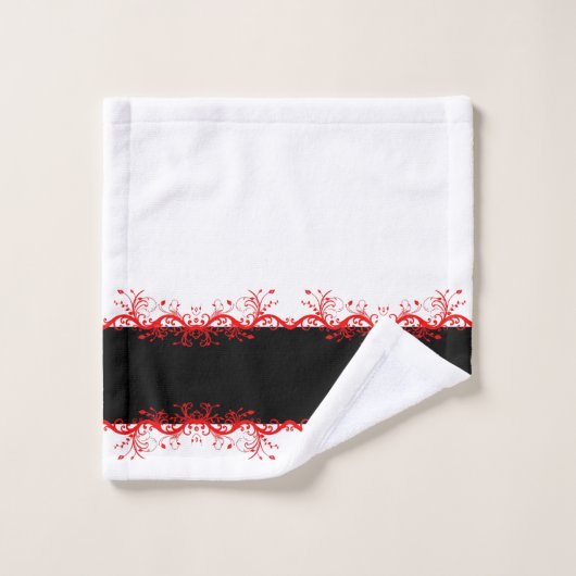 Zwarte en rode bloeiende grens bad handdoek (Wasdoekje)