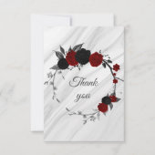 zwarte en rode bloemen botanische marmer bedankkaart (Voorkant)