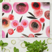 Zwarte en rode bloemen keukenhanddoek (Gevouwen)