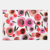 Zwarte en rode bloemen keukenhanddoek (Horizontaal)