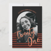 Zwarte en rode boog foto 21ste verjaardagsfeest kaart (Voorkant)