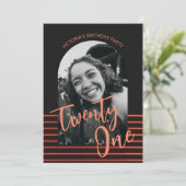 Zwarte en rode boog foto 21ste verjaardagsfeest kaart (Staand voorkant)