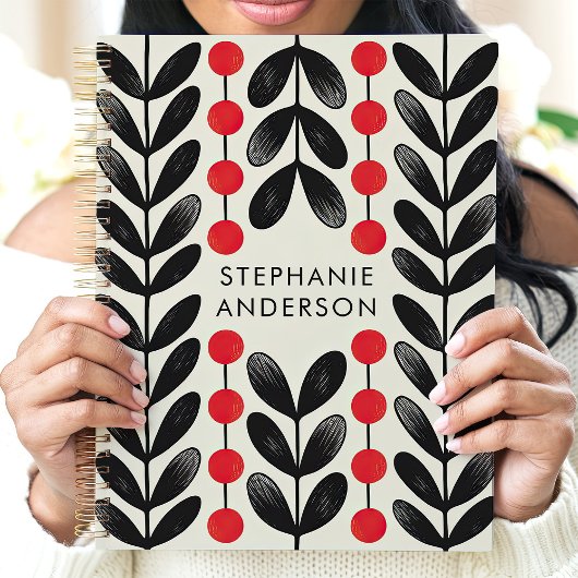 Zwarte en Rode Botanische Bladeren Bessen Custom N Planner