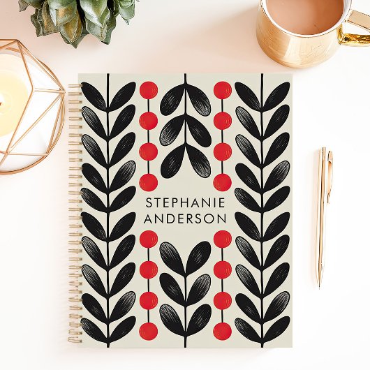 Zwarte en Rode Botanische Bladeren Bessen Custom N Planner