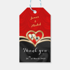 Zwarte en Rode bruiloft Cadeaulabel