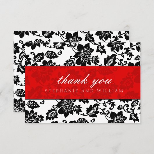 Zwarte en rode bruiloft Hartelijk dank Bedankkaart (Voorkant / Achterkant)