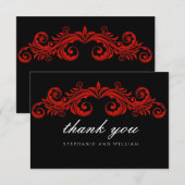 Zwarte en rode bruiloft Hartelijk dank Kaart (Voorkant / Achterkant)