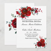 Zwarte en Rode Bruiloft Kaart (Voorkant / Achterkant)