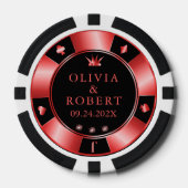 Zwarte en rode bruiloft poker chips (Voorkant)