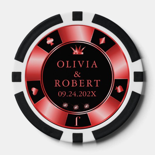 Zwarte en rode bruiloft poker chips (Voorkant)