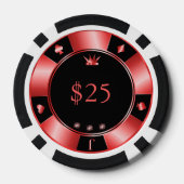 Zwarte en rode bruiloft poker chips (Achterkant)