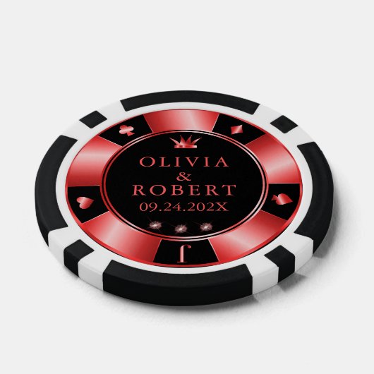 Zwarte en rode bruiloft poker chips (Enkel)