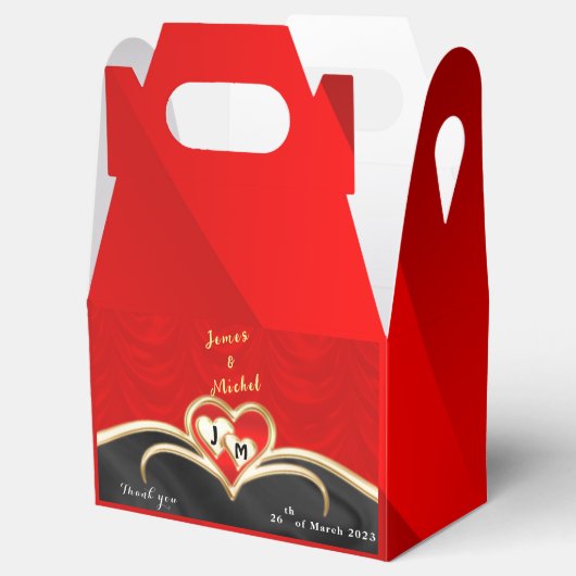 Zwarte en rode bruiloft voor Ventior Box Bedankdoosjes (Geopend)