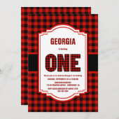 Zwarte en Rode Buffalo, eerste verjaardag Kaart (Voorkant / Achterkant)