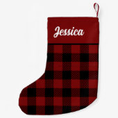 Zwarte en rode buffel geplakt kerstkous kleine kerstsok (Achterkant)