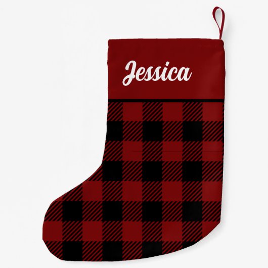 Zwarte en rode buffel geplakt kerstkous kleine kerstsok (Achterkant)