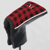 Zwarte en rode buffel gespeeld met monogram golfheadcover (3/4 voorkant)