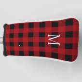 Zwarte en rode buffel gespeeld met monogram golfheadcover (Voorkant)