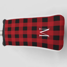 Zwarte en rode buffel gespeeld met monogram golfheadcover