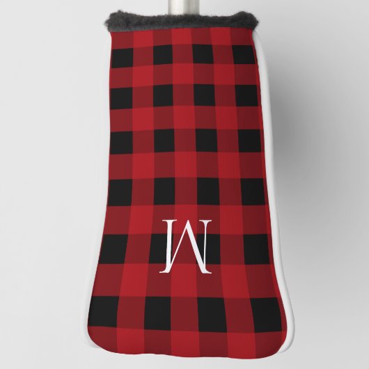 Zwarte en rode buffel gespeeld met monogram golfheadcover (Draai 90)