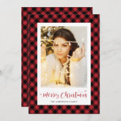 Zwarte en rode buffels met kerstkaarten feestdagenkaart (Voorkant / Achterkant)