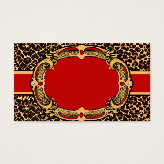 Zwarte en rode Cheetah Pattern Visitekaartjes (Voorkant)
