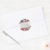 Zwarte en rode chrysanthema's ronde sticker (Envelop)