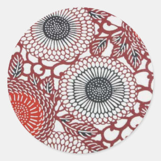 Zwarte en rode chrysanthema's ronde sticker