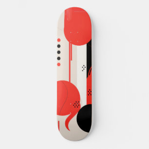 Zwarte en rode cirkels en vormen persoonlijk skateboard