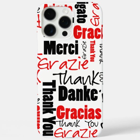 Zwarte en Rode Dank Je Wel Woordwolk Case-Mate iPhone Case (Achterkant)