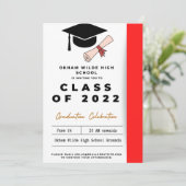 Zwarte en rode dop en tasseluitvinding kaart (Staand voorkant)