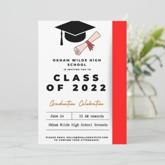 Zwarte en rode dop en tasseluitvinding kaart (Staand voorkant)