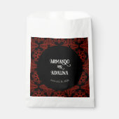 Zwarte en rode Floral gothic Dark Elegant Wedding Bedankzakje (Voorkant)