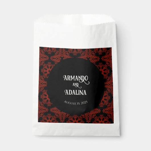 Zwarte en rode Floral gothic Dark Elegant Wedding Bedankzakje (Voorkant)