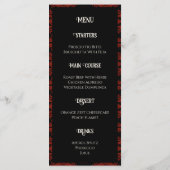 Zwarte en rode Floral gothic Dark Elegant Wedding Menu (Achterkant)