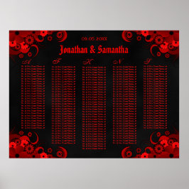 Zwarte en rode Floral Weddenschappen Tafelzitje Poster