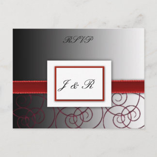 Zwarte en rode gegradueerde trouwset uitnodiging briefkaart