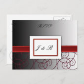 Zwarte en rode gegradueerde trouwset uitnodiging briefkaart (Voorkant / Achterkant)