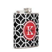 Zwarte en Rode Geometrische Diamanten Custom Monog Heupfles (Rechts)